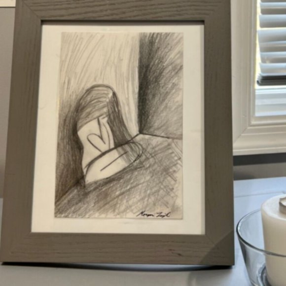 Framed Handmade Sketch Woman Trapped - Picture 2 of 5